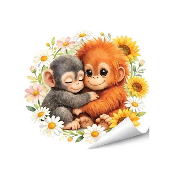 Affen Fenstertattoo Niedlicher Babyaffe PVC-Aufkleber Wiederverwendbare Statische Glasaufkleber für Wohnzimmer Heimdeko