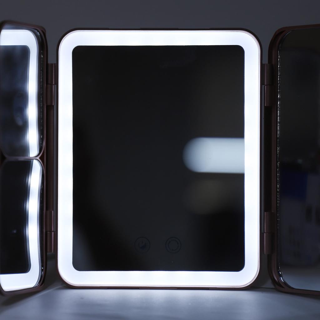 Faltbarer LED Schminkspiegel Tragbarer Wiederaufladbarer Kosmetikspiegel LED Faltbarer Schminkspiegel mit Licht für Zuhause Reise