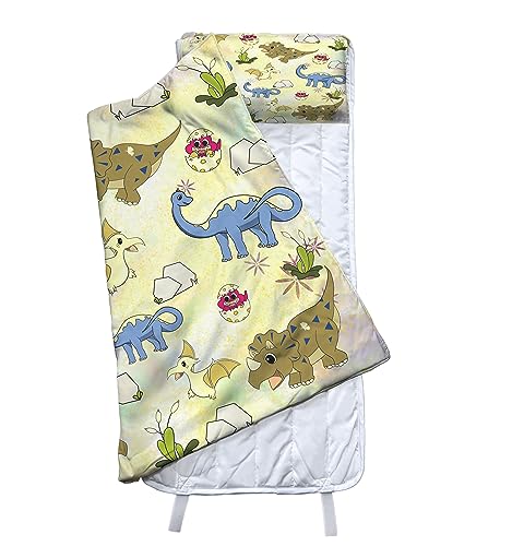 

Machine washable naptime bedding set with dinosaur and unicorn prints for daycare and kindergarten. Suitable for girls and boys. A variety of patterns