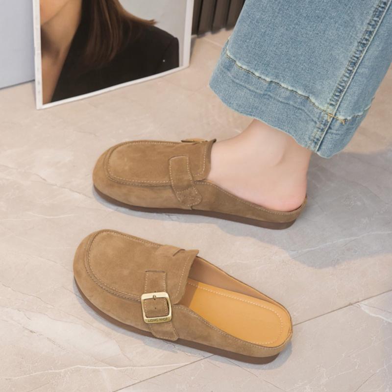 Fashion Genuine Leather Female Slippers 2025 New Fashion Non Slip Casual Women's Slippers Flats Shoes Comfortable Soft Women Flat Shoes