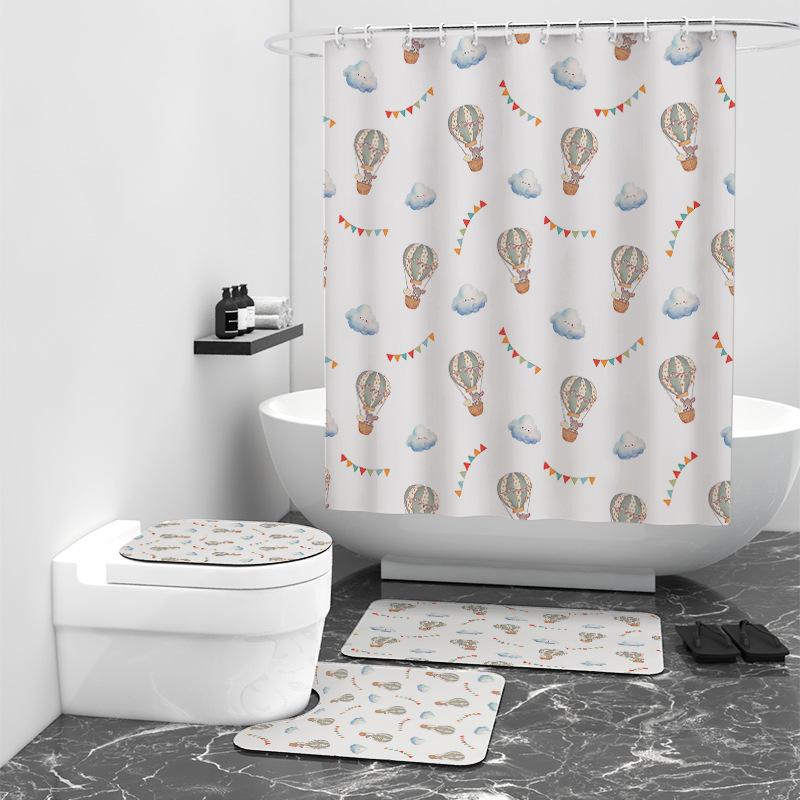 Hot Air Balloon Digital Printing Shower Curtain Bathroom Cover Waterproof