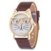 Cat Glasses Face Womens Watch Cartoon Solid Color No Word Gold Frame Daily Wear