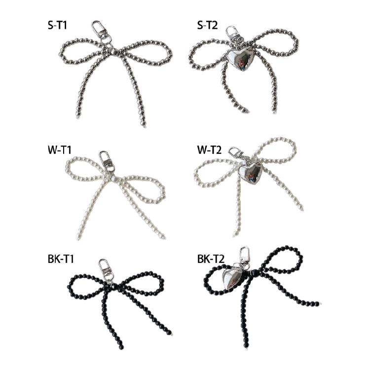 Fashionable Bead Bowknot Phone Charm Keychain Cellphone Chain Stylish Pendant Fashionable Bowknot Keychain Accessory