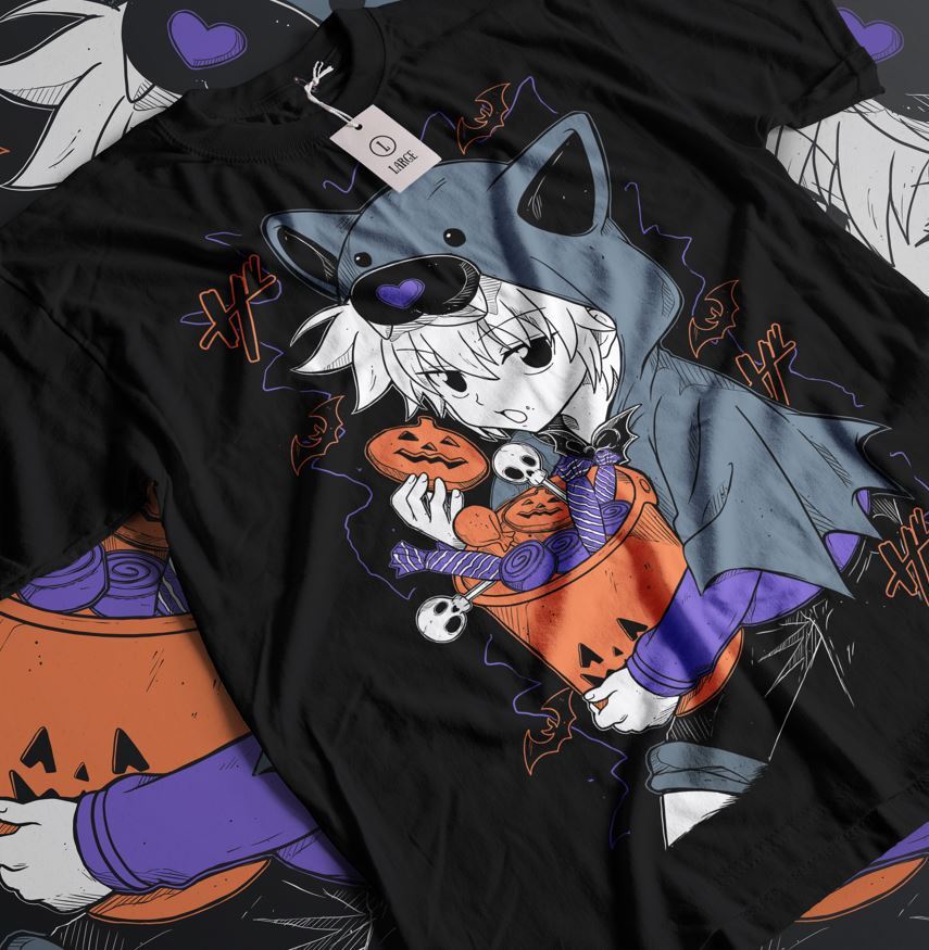 Killua T-shirt Gon Hisoka Hunter Meruem Zoldyck Halloween Anime Black Shirt All