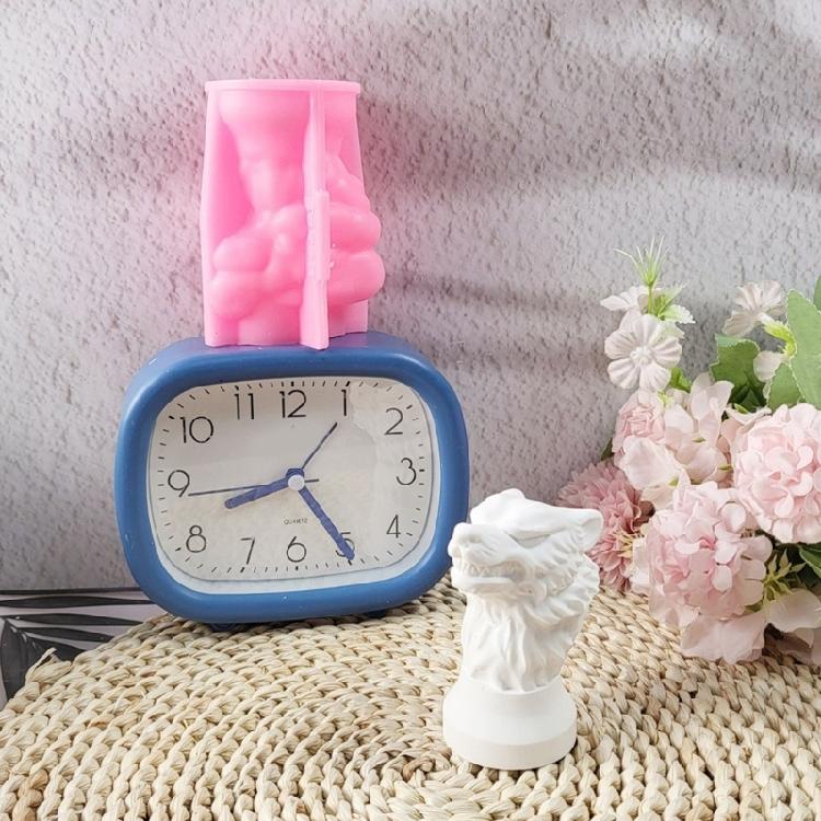 3D Wolf Head Figurine Silicone Candle Molds Epoxy Resin Silicone Molds for Handmade Candle Soap Gypsum Silicone Molds