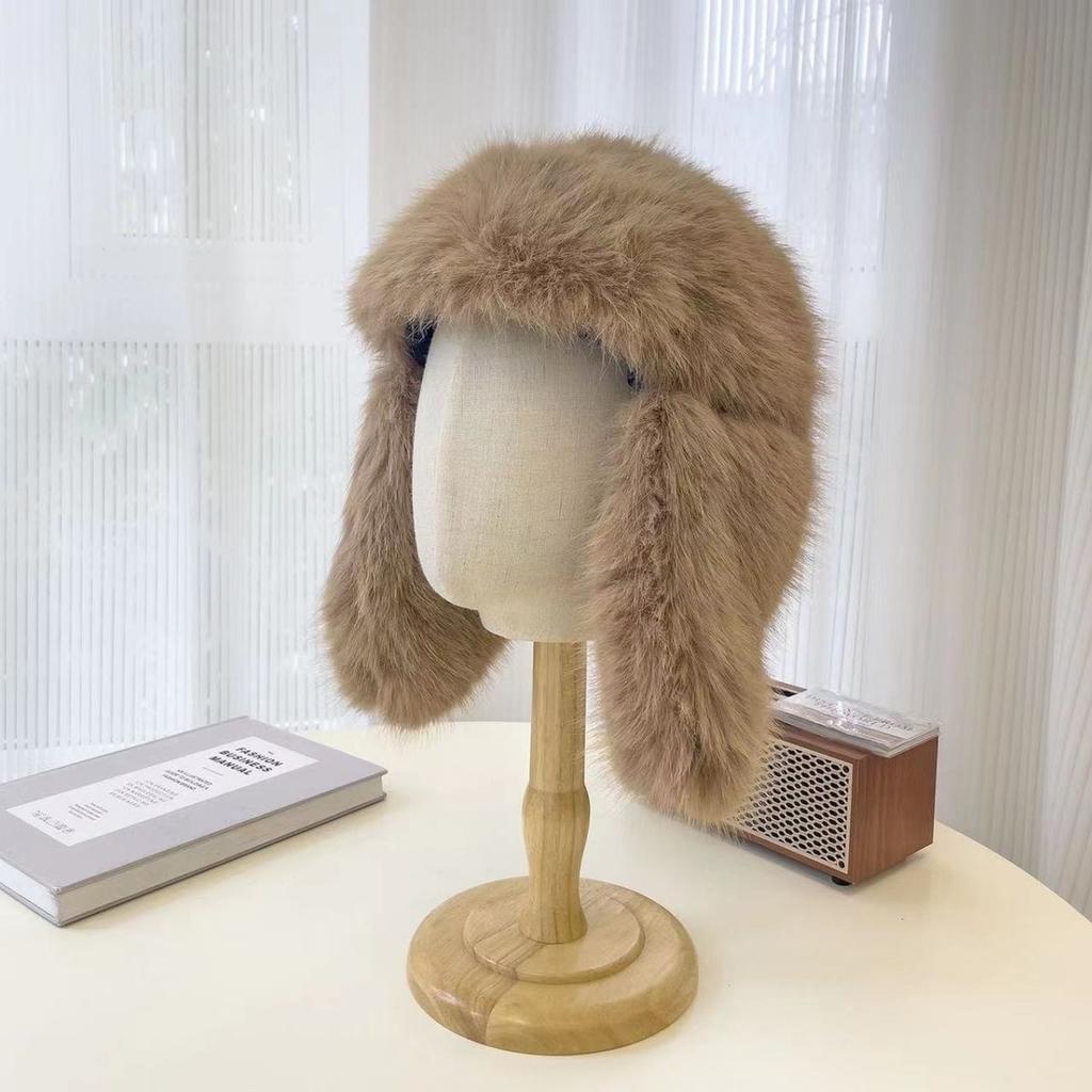 Blauer Nerzimitat Lei Feng Hut Damen Winter Plüsch Ski Kalt Warm Ohrenschutz Hut Fleece Verdickter Hut