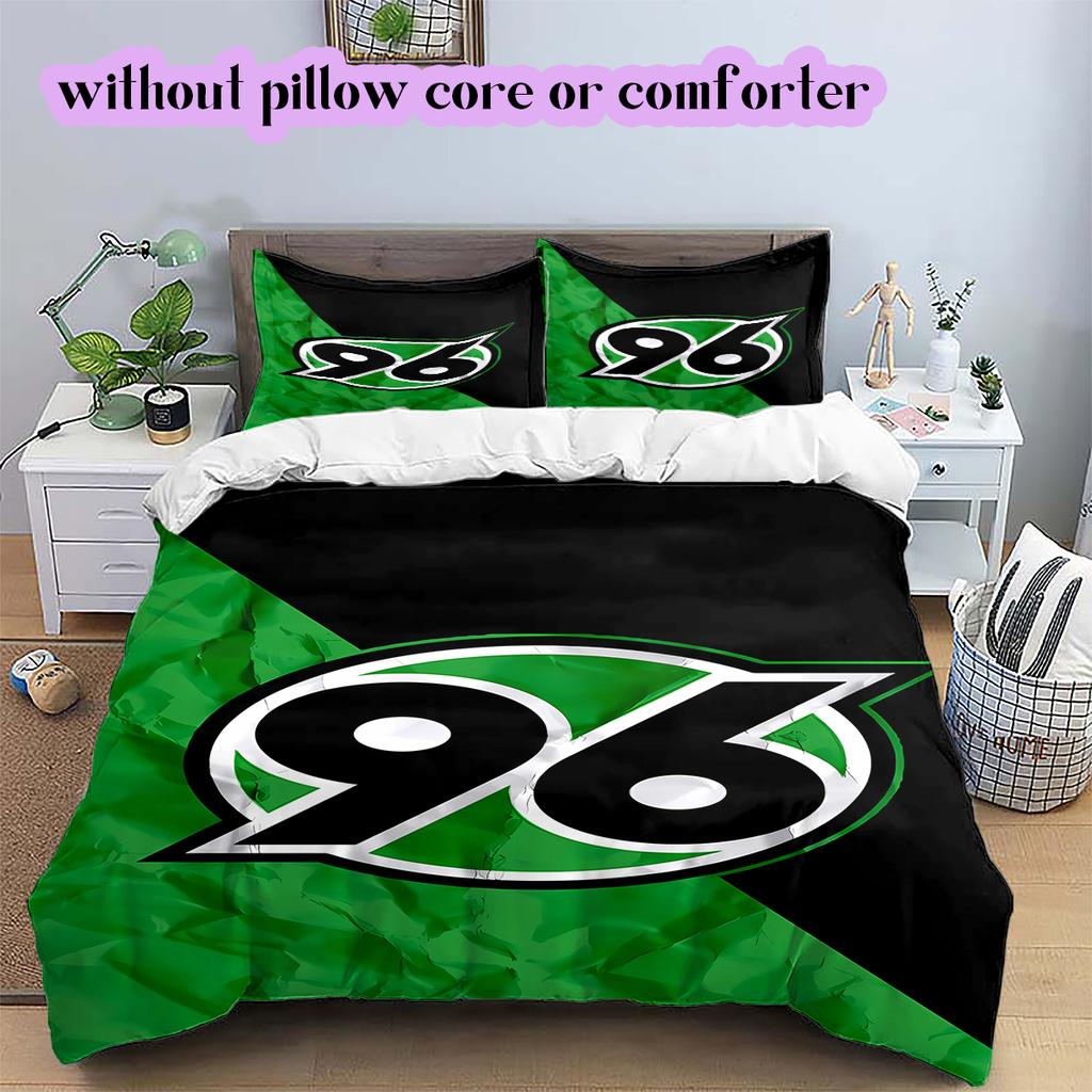 Hannover 96 Pattern Bedding Quilt Set Quilt Cover Pillowcase Home Decoration Birthday Gift (1 * Duvet Cover + 2 * Pillowcase, Without Core)