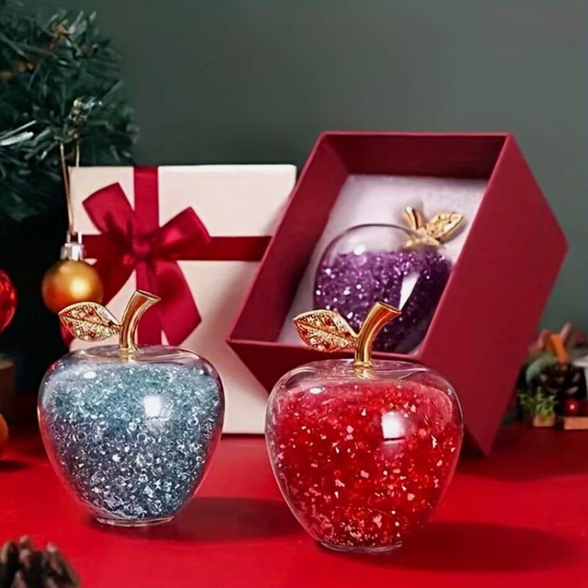 Apple Statue Glitter Glass Crystal Home Decor Christmas Eve Ornaments Gift Christmas Eve Ornaments Home Desktop Decoration 2025