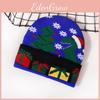 Knit Letters Christmas Cap With Deer Snowflake Pattern For Winter Holiday Party