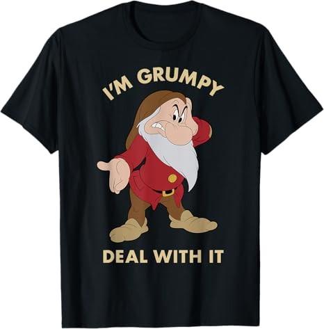 Snow White Im Grumpy Deal With It Portrait Black TShirt S