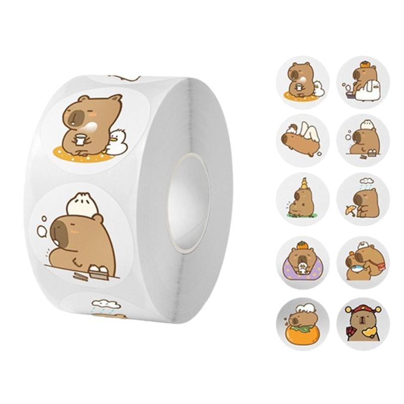 Round Sticker Animal Sticker Labels Decorative Sticker Capybara Reward Sticker Scrapbook Sticker Motivational Sticker