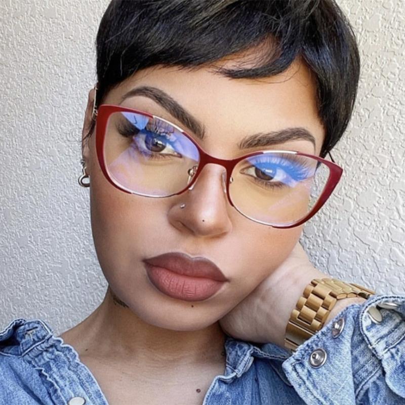 Riangular Cat Eyes Frame Clear Lens Glasses Women Myopia Nerd Spectacles Degree -0.5 -1.0 -2.0 -3.0 -4.0 To -6.0