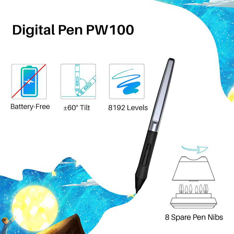 HS610 Professional Design 8192 Levels Portable Electronic Digital Pen Drawing Graphic Tablets for Student and Kids