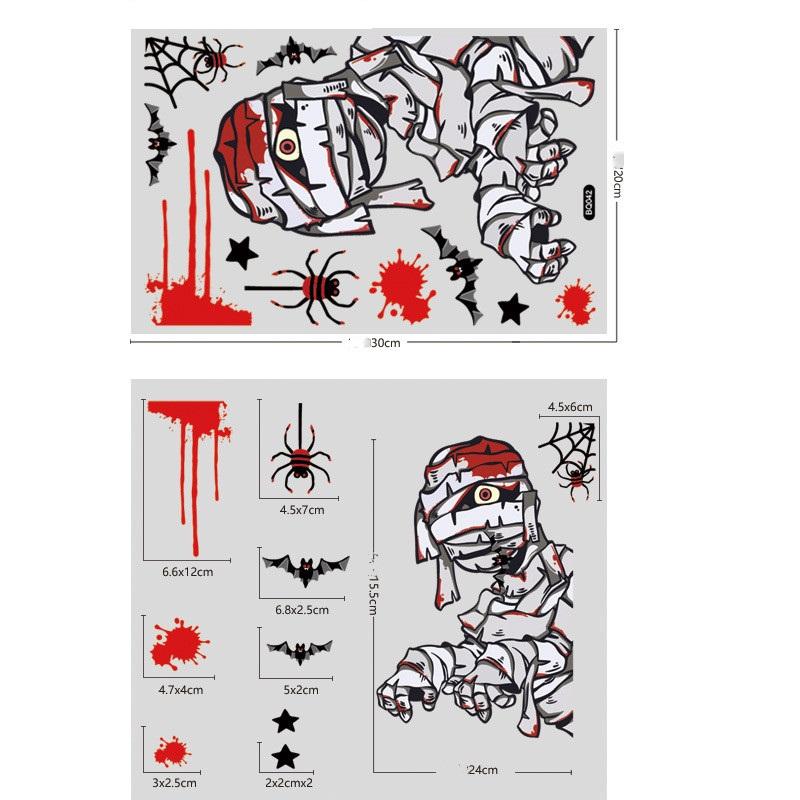 1 Pc Halloween Party Sticker  Ghost Spider Pumpkin Skeleton Sticker for DIY Decroate Window Static Electricity Sticker