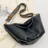 Messenger Bag for Women, Fashionable Casual Shoulder Bag, Adjustable Strap, Large Capacity, Solid Black for Weekend Travel