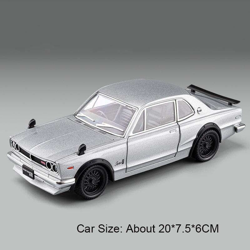 

1:24 Scale GTR R34 Car Model Toy Doors Opened Sound Light Models Shock Absorption Front Wheel Steer Vehicle for Boy Holiday Gift
