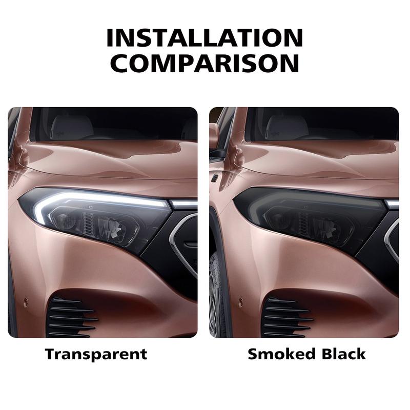 For Mercedes Benz EQA/EQB/EQC/EQE /EQG/EQS Smoke Black High Gloss PPF Anti-Scratch Pre-Cut TPU Car Headlight Protective Film