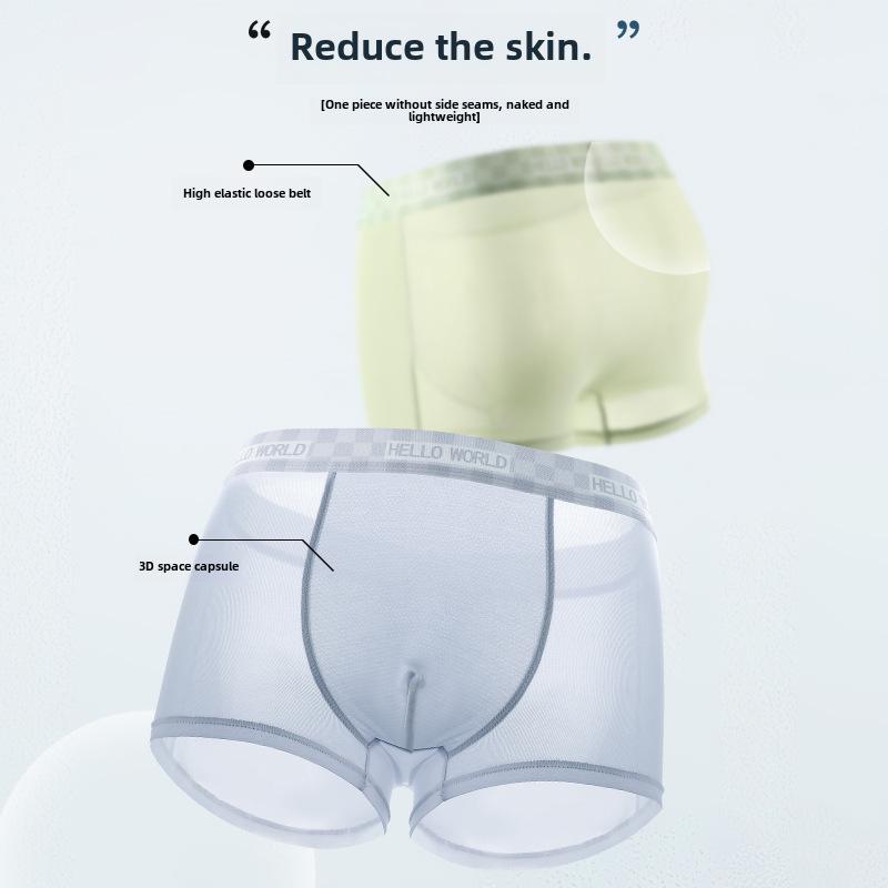 Men's 5A Antibacterial Ice Silk Boxer Briefs - Quick-Dry, Breathable, Lightweight, Large Size