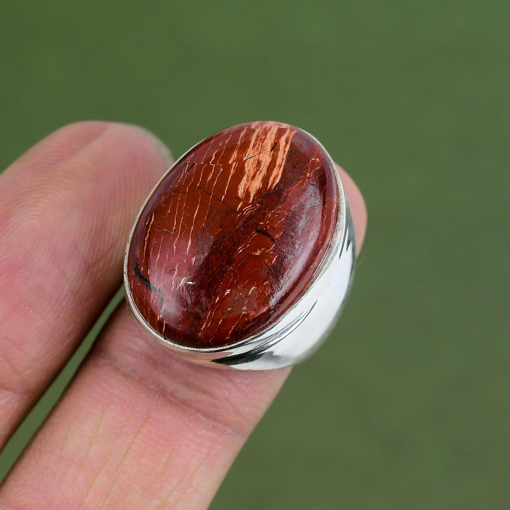 Roter Schlangenhaut-Jaspis Ring 925er Sterling Silber Ring Handgefertigter Ring Antiker Ring Edelstein Silberschmuck Verlobungsgeschenk Erhältlich in Ringgröße