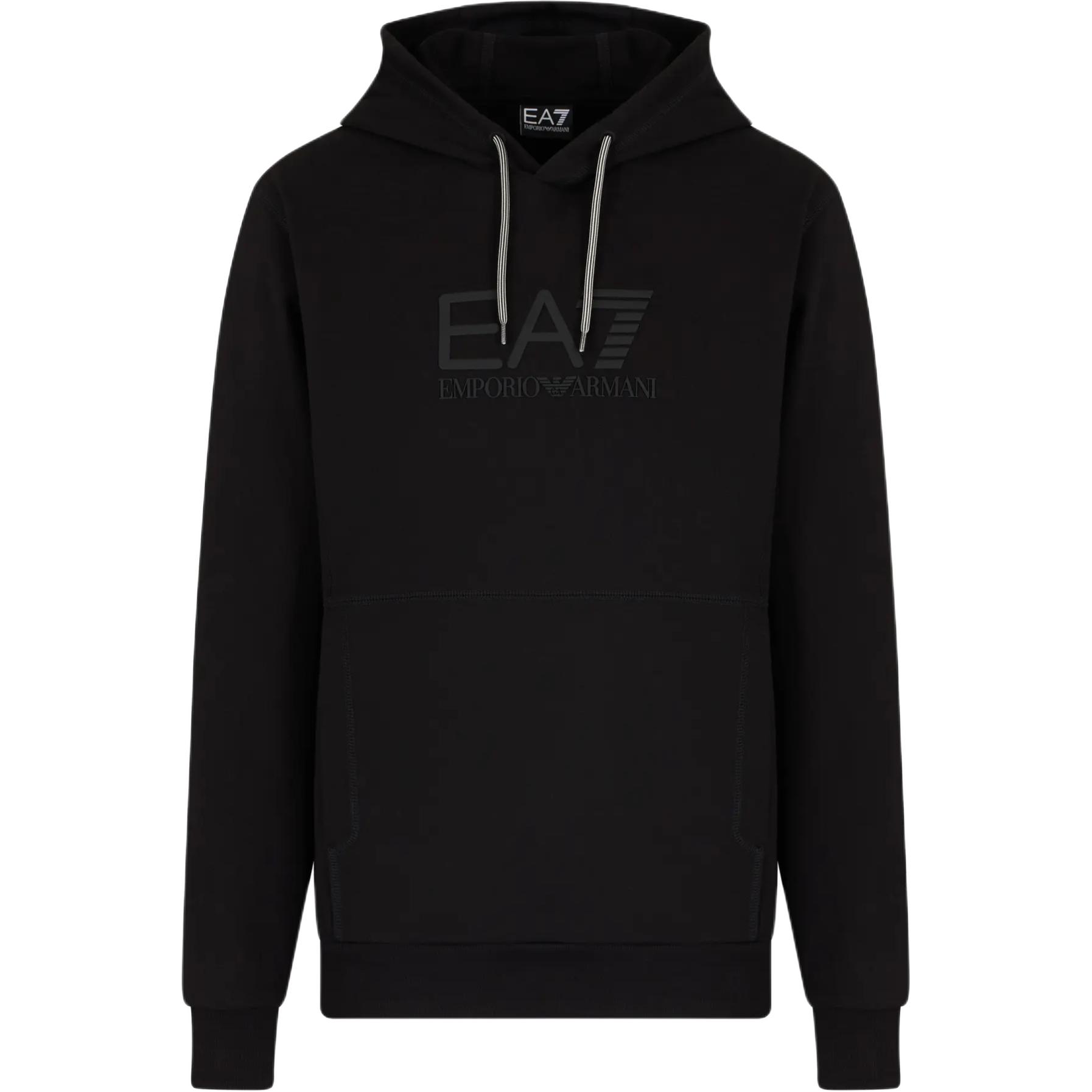 Emporio Armani EA7 Cotton Fitted Long Sleeve Hooded Training Sweatshirt Men sweatshirt Black 7M000230-AF13512-UC001 L
