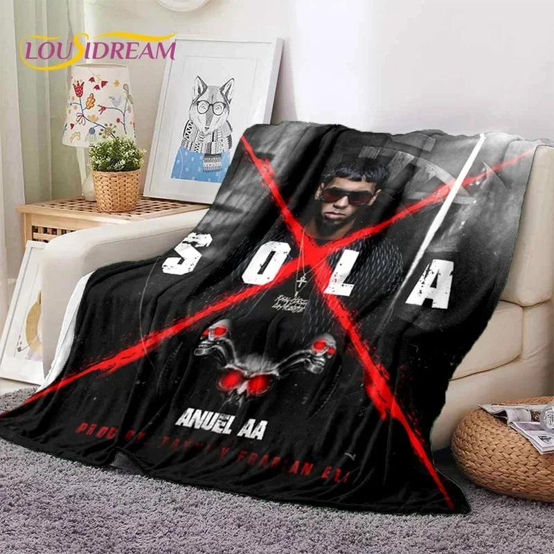 Anuel AA Inspired Hip Hop Throw Blanket Soft Flannel for Bed Sofa Outdoor Leisure Nap Gift