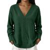 Women's Fashion Color Lace V-Neck Long Sleeve Loose Fit Blouse