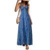 Sleeveless Bohemian Print Maxi Dress for Women with Adjustable Spaghetti Straps and V Neck Relaxed Fit