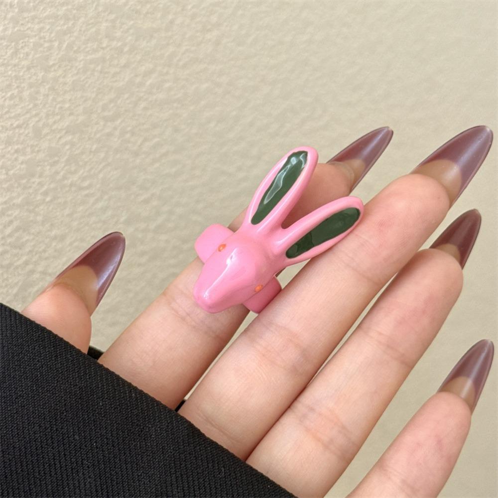 

Macaron Color Rabbit Drip Oil Ring Minority Design Chunky Enamel Ring Exaggerated Ring Friend