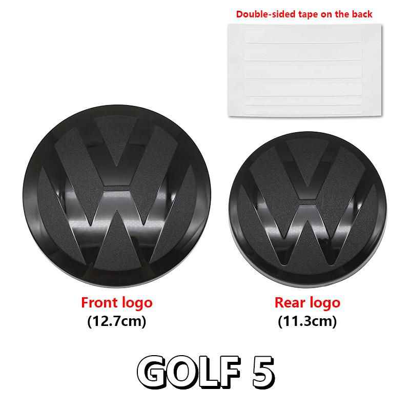abcd1 2pcs Front Rear Emblem For VW Golf 5 6 7 7.5 8 Modified Black Flat Mirror Logo Cover Stickers Accessories Extra Pro Plus Value
