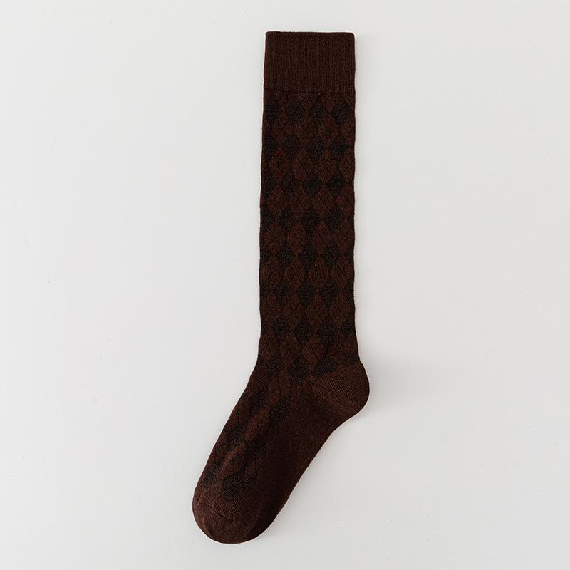 Internet Celebrity Rhombus Cotton Harajuku JK Retro High-Top Korean Style Women s British Anti-Odor Socks One Size