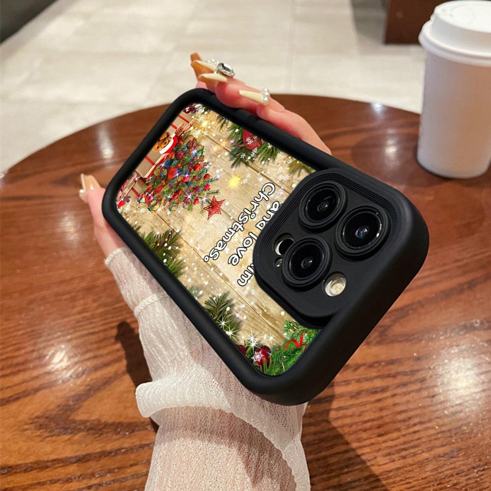 N114 Merry Christmas Desig Art Happy New Year Soft Angel Eyes Phone Cases for iPhone 16 15 14 13 11 Pro Max 8 7 6s Plus 12 XR XS Max Shockproof Cover