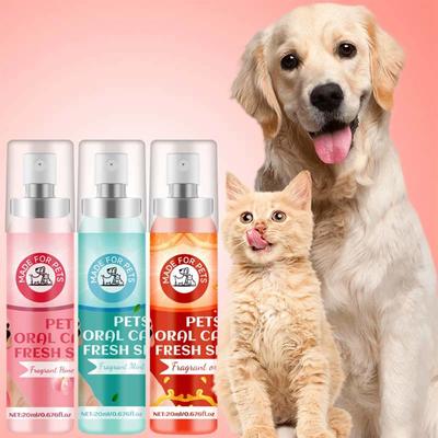 Evcil Hayvan Ağız Kokusu Giderici Sprey Köpekler, Kediler İçin, Ferah Nefes, Uzun Süre Kalıcı ve Tahriş Etmeyen. 60ML
