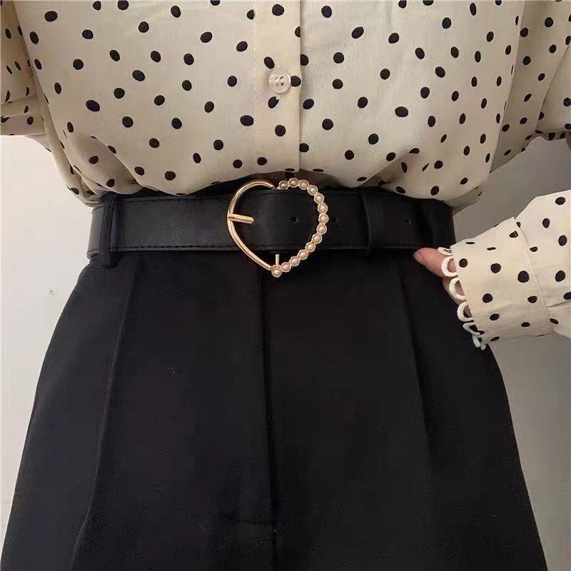 Womens Fashionable Musthave Pu Jeans Belt With Retro Pearl Design Available In Elegant Colors For Trendy Outfits