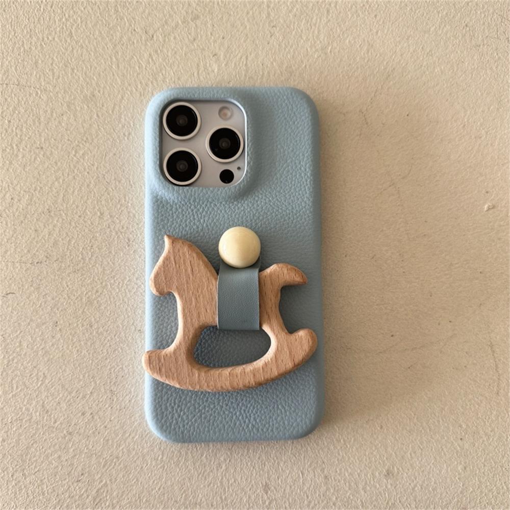 Creative Retro Trojan Bracket Ring Buckle Soft Case For iPhone 16 15 Pro Max 14 Plus 13 12 11 Funny Leather Litchi Pattern Cover