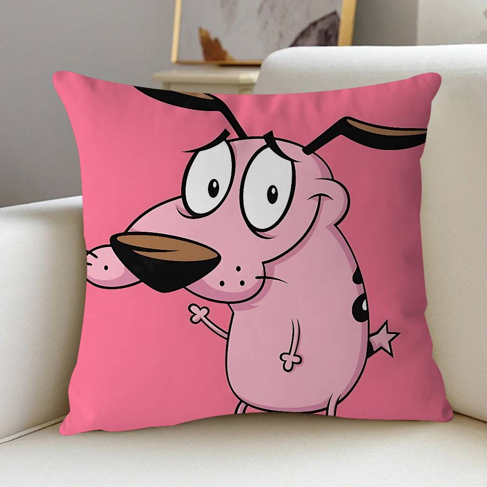 Cute Courage The C-Cowardly Dog Cushion Cover Car Throw Pillow Case For Sofa Car Christmas Gift 40x40cm 45x45cm