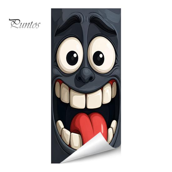 Cartoon Style Trash Can Accessories Funny Sticker, Cute Big Eye Expression Decorative Stickers for Community Corridors Adhesive Label, Waterproof PVC