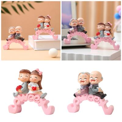 Harz Älteres Paar Kuchenaufsätze Paar Miniaturen Figuren Ornament für Hochzeitstag und Liebesthemenpartys