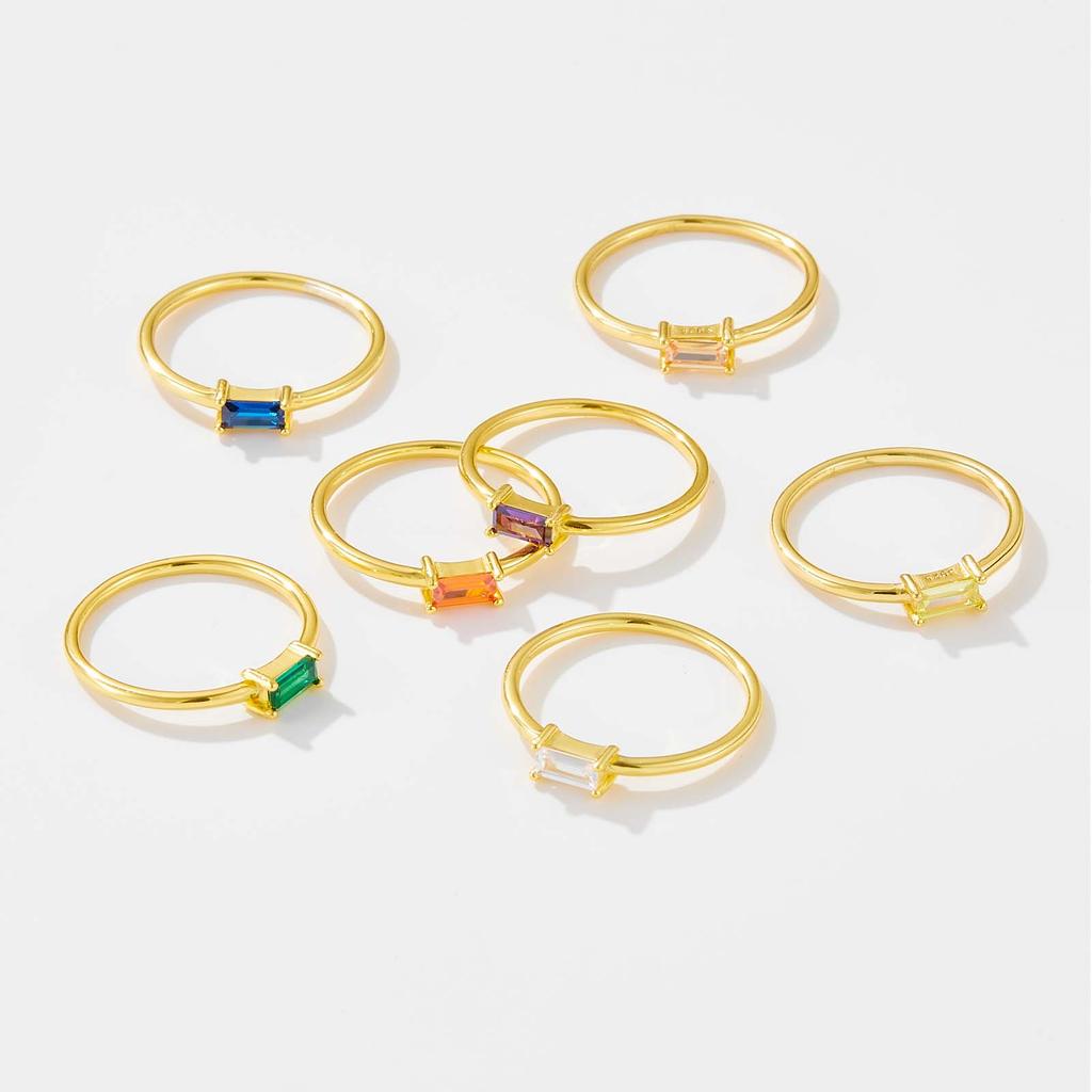 ANDYWEN 925 Sterling Silver 1.5mm Rainbow Ring Women 2023 Luxury Colorful Zircon CZ Jewelry