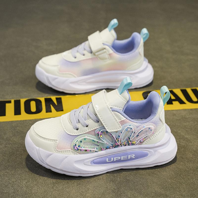 Girls' sports shoes Spring and Autumn 2025 new mesh breathable children's dad shoes medium and older children's foreign ultra-light running shoes