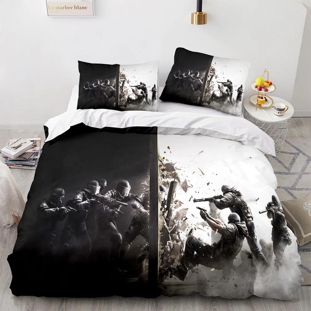 3D Bettwäsche Set Druck Tom C-Clancys R-Rainbow Six Siege Spiel Einzel-/Doppel-/Voll-/Queen-/King-Größe Erwachsenen Schlafzimmer Bettbezug Sets Anime