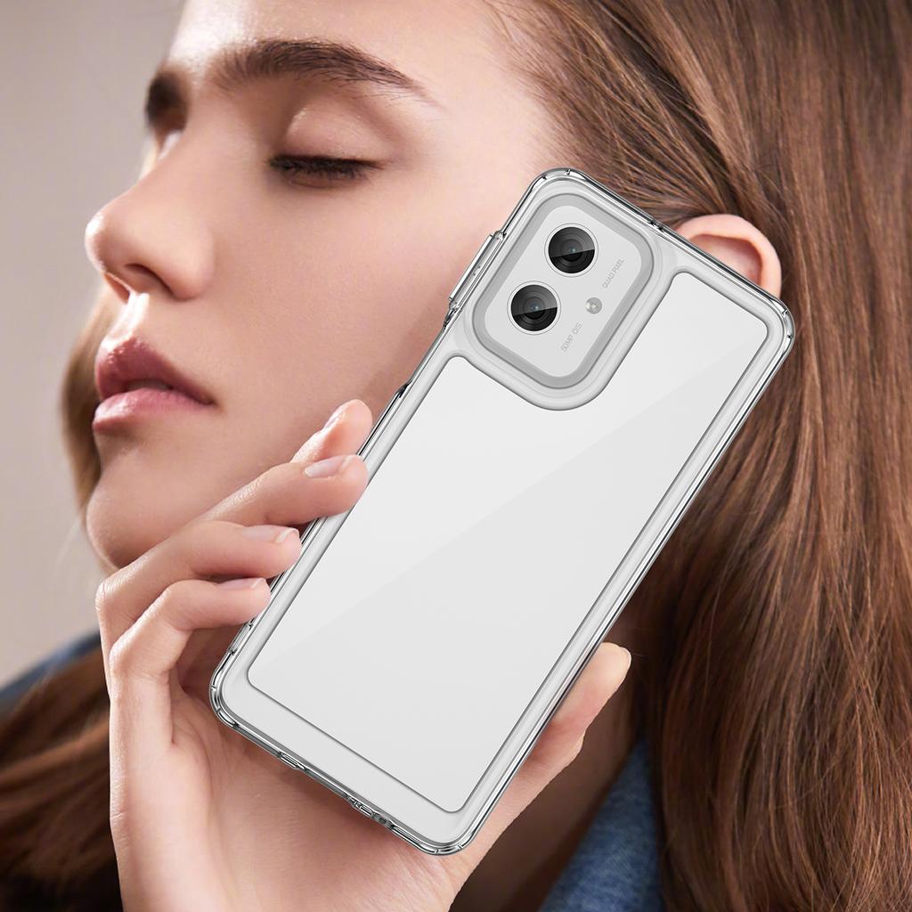 WANLONFENG MF Series for Motorola Moto G55 5G Case TPU+Acrylic Clear Phone Cover with Tempered Glass Film