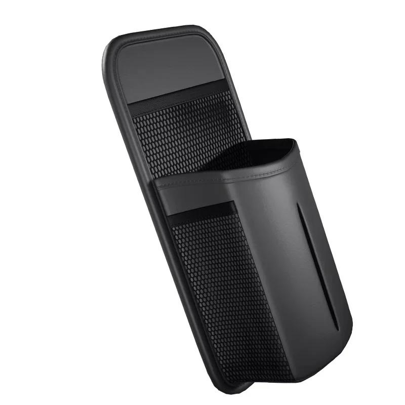 

Car Seat Side Storage Bag Leather Car Tissue Bracket Seat Side Storage Organizer with Mesh Water Cup Bracket Car Storage Box чёрный