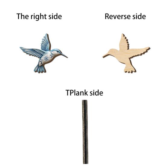 Wood Hummingbird Wall Art Vintage Flying Blue Bird Sculpture Rustic Wall Hanging Decoration for Home Bedroom Living Room Decor