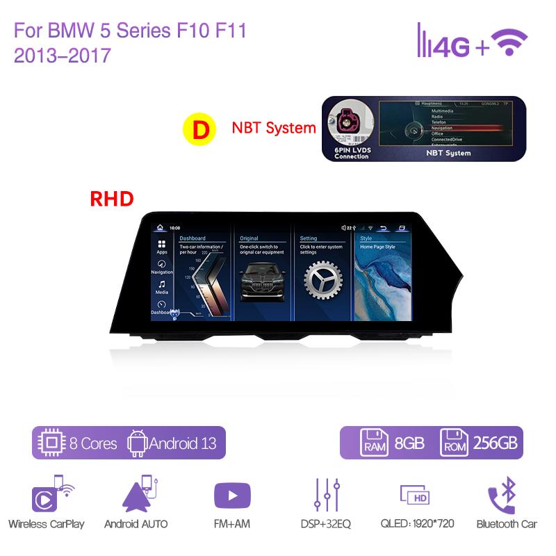 12.3" Car Multimedia Player For BMW 5 Series F10 F11 2011-2017 GPS Navigation Radio Original CIC NBT System CarPlay 4G 360Camera
