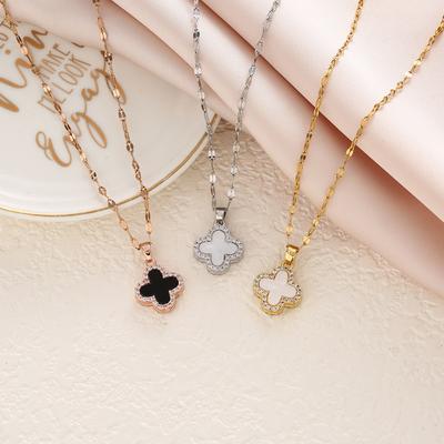Lucky Clover Titanium Steel Necklace, Feminine Temperament, High-end Feel, Collarbone Chain