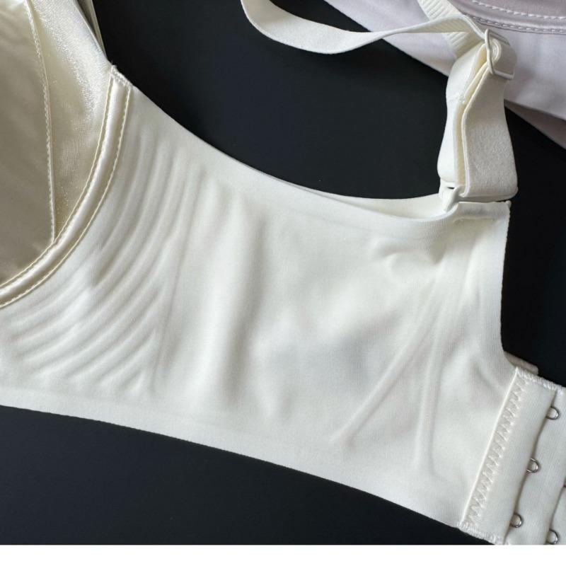 Silky Satin Mesh Invisible Push Up Gathered Wireless Bra For Women