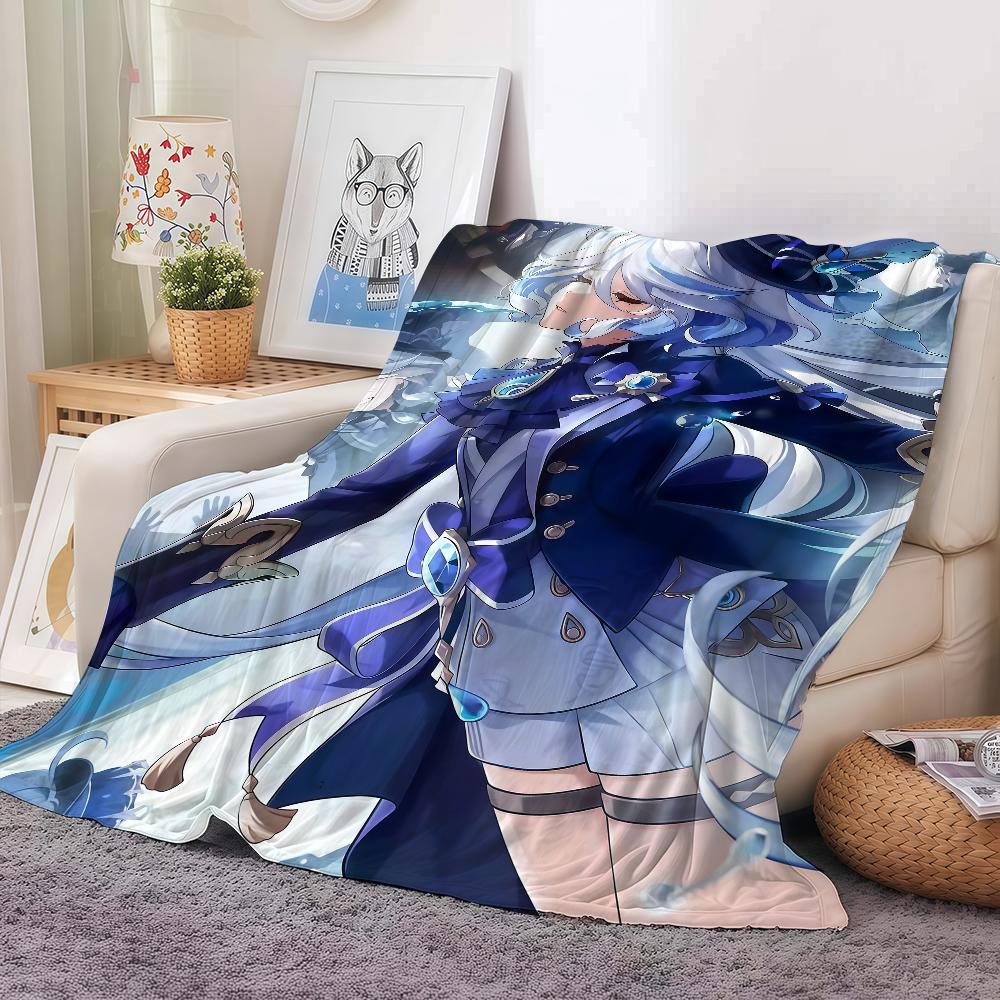 Game Genshin Impact Furina Blanket Warm And Soft Suitable For Bedroom Living Room Sofa Bed Office Travel Camping