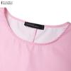 ZANZEA Women Casual Round Neck Summer Short Sleeve Print Dress