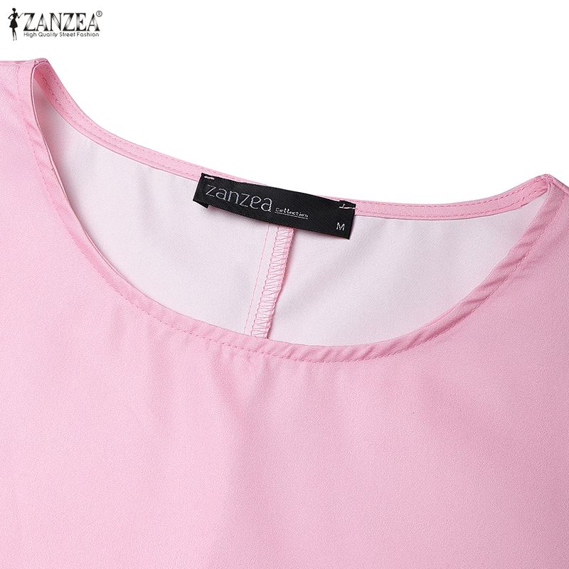 ZANZEA Women Casual Round Neck Summer Short Sleeve Print Dress