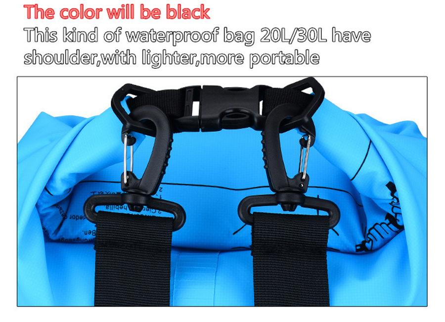 20L Motorcycle Waterproof Black Dry Bag with Shoulder Strap for Swimming Hiking